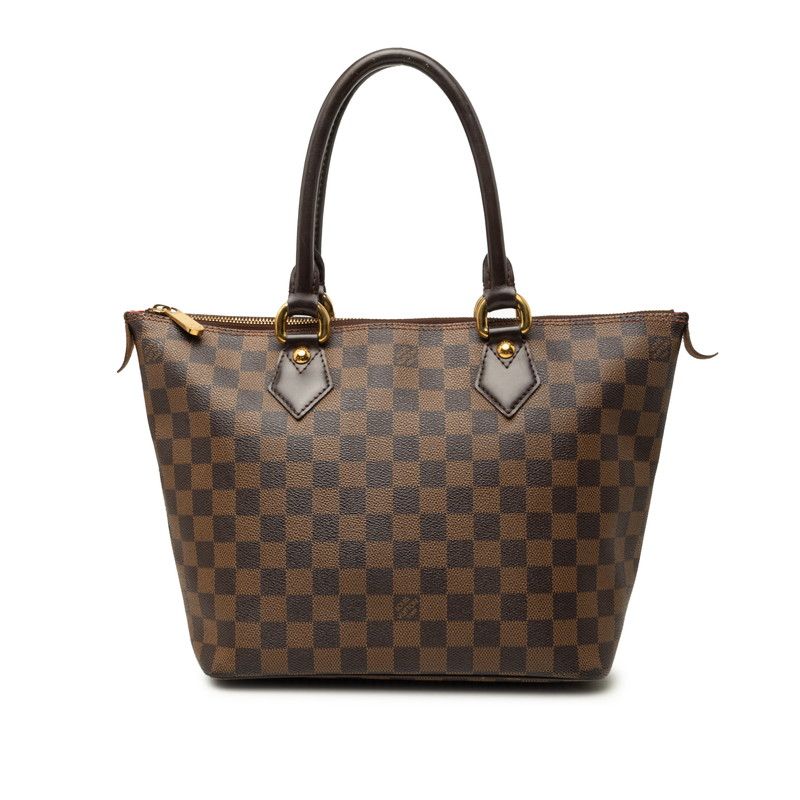 Louis Vuitton Damier Saleya PM Tote Bag Brown Leather