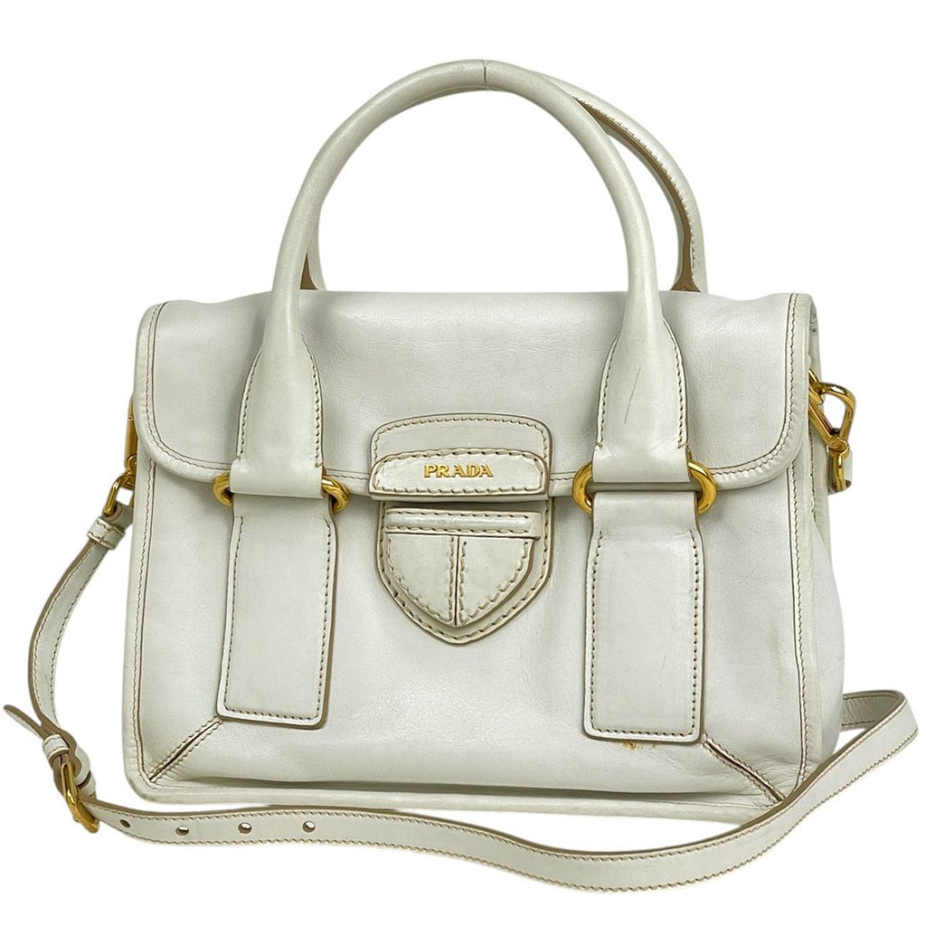 Prada Handbag 2-Way Leather White
