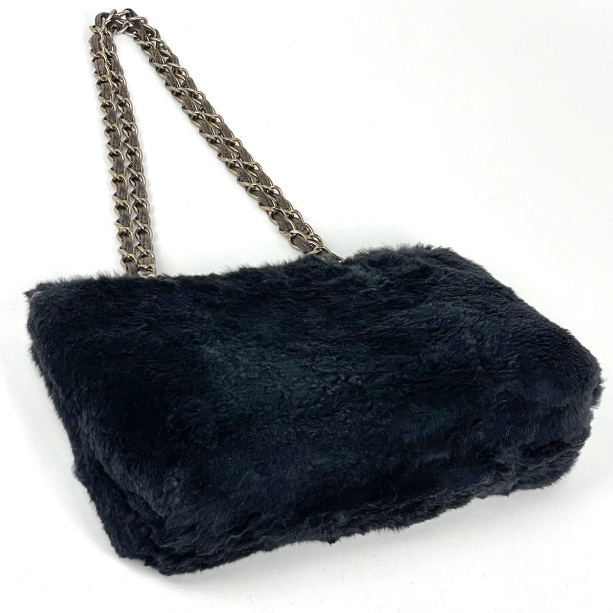 Chanel Shoulder Bag CC Logo Fur Black — view 2