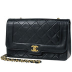 Chanel Shoulder Bag CC Logo Quilted Leather Black