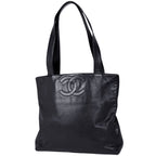 Chanel Tote Bag CC Logo Leather Black