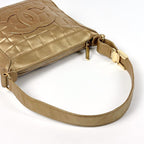 Chanel Shoulder Bag CC Logo Choco Bar Leather Gold — view 8