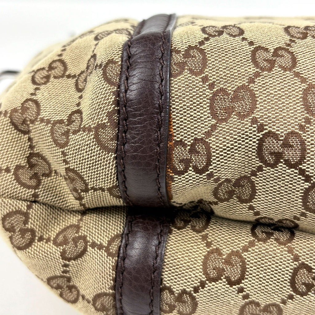 Gucci Shoulder Bag GG Pattern Bamboo Canvas Brown — view 3