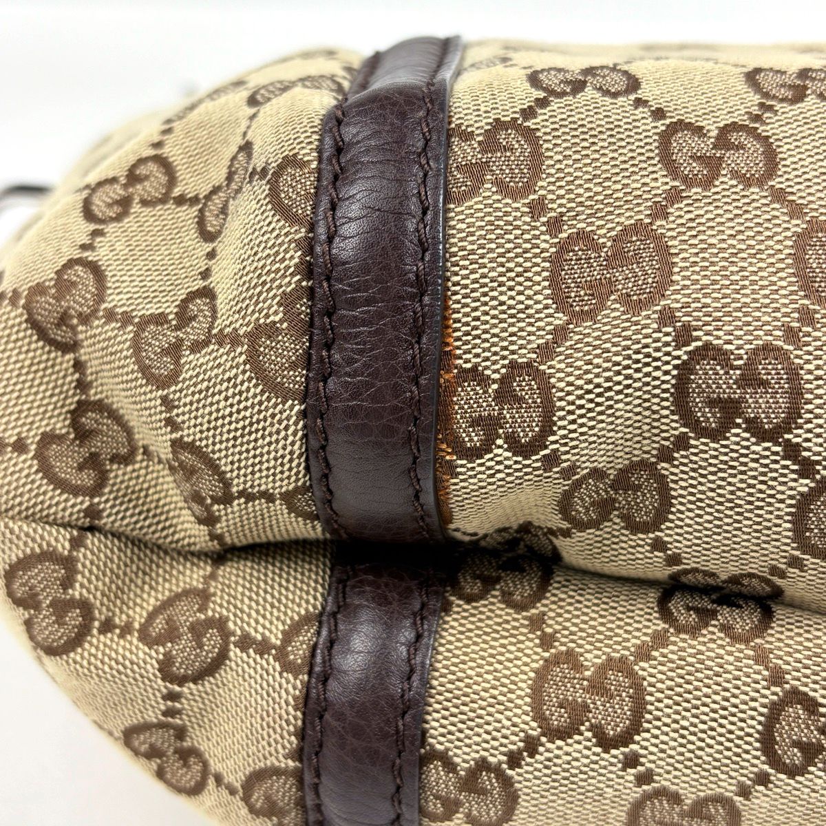 Gucci Shoulder Bag GG Pattern Bamboo Canvas Brown — view 3