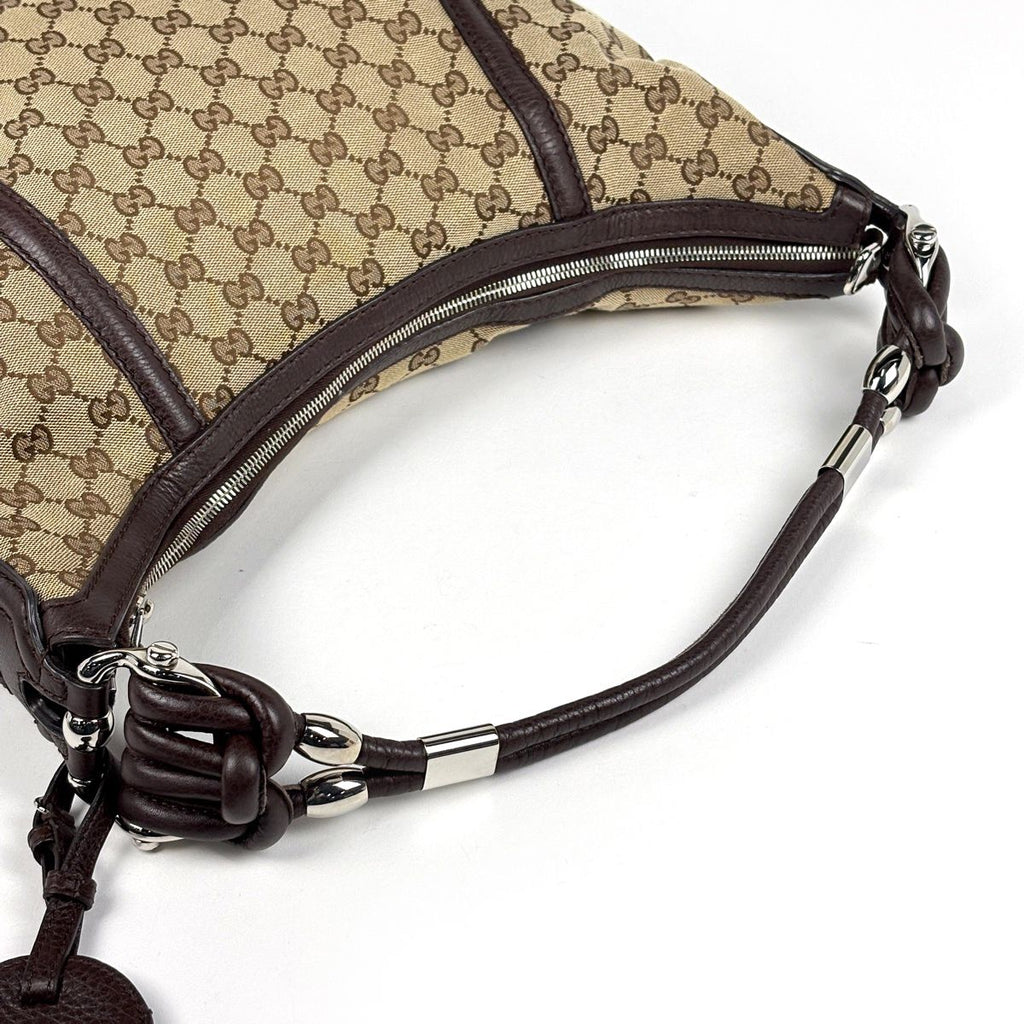 Gucci Shoulder Bag GG Pattern Bamboo Canvas Brown — view 7