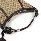 Gucci Shoulder Bag GG Pattern Bamboo Canvas Brown — view 7