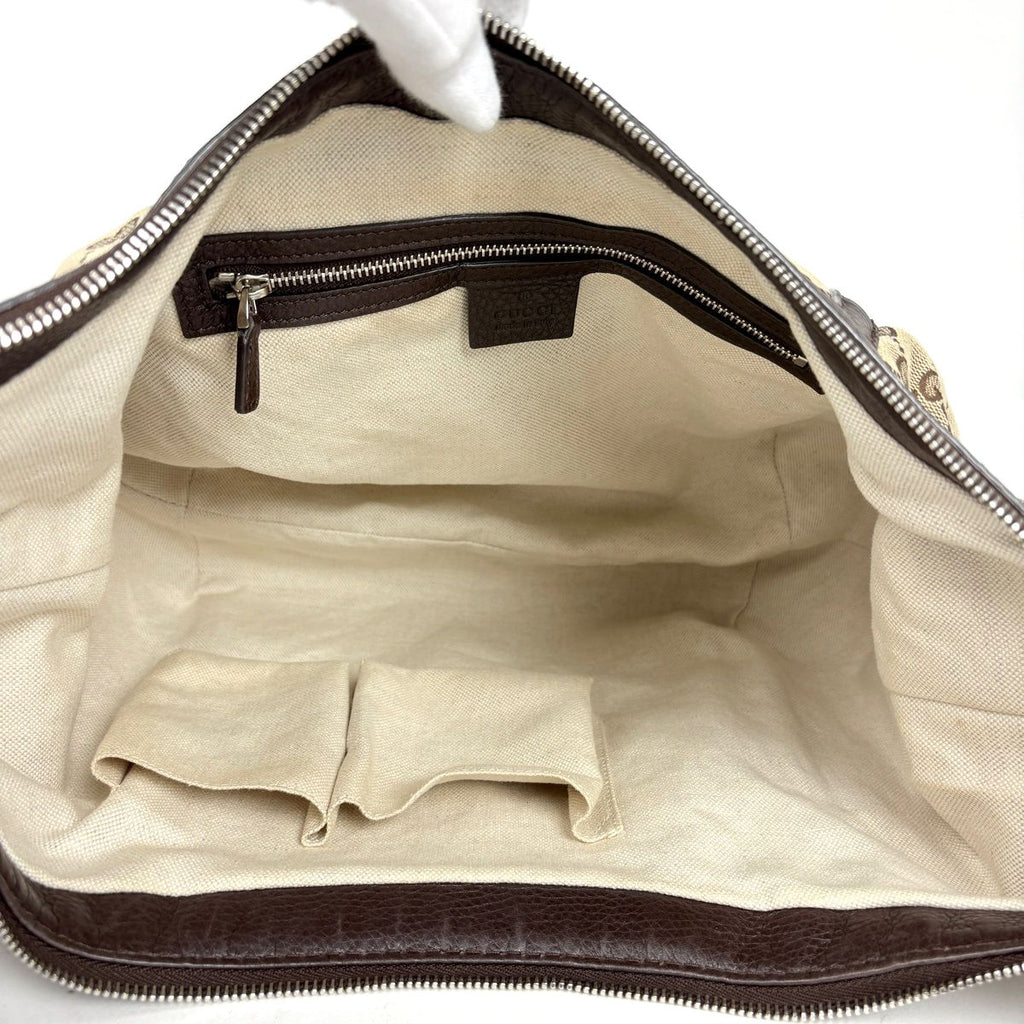 Gucci Shoulder Bag GG Pattern Bamboo Canvas Brown — view 8
