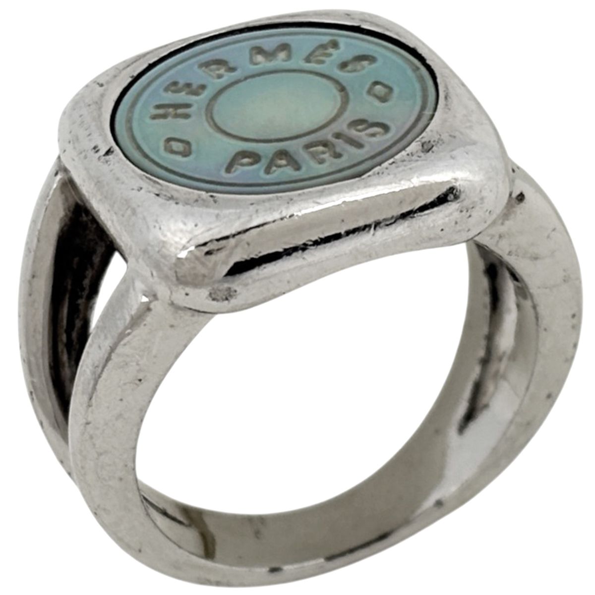 Hermes Corozo Ring Sellier Metal Silver