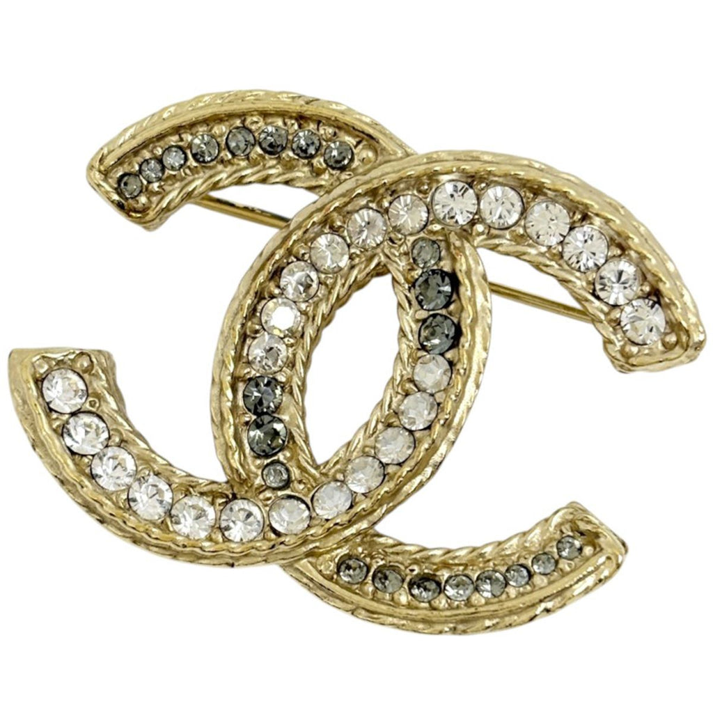 Chanel Brooch CC Logo Rhinestone Gold