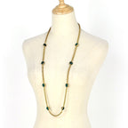 Chanel Necklace CC Logo Long Color Stone Gold Green — view 5