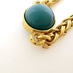 Chanel Necklace CC Logo Long Color Stone Gold Green — view 3
