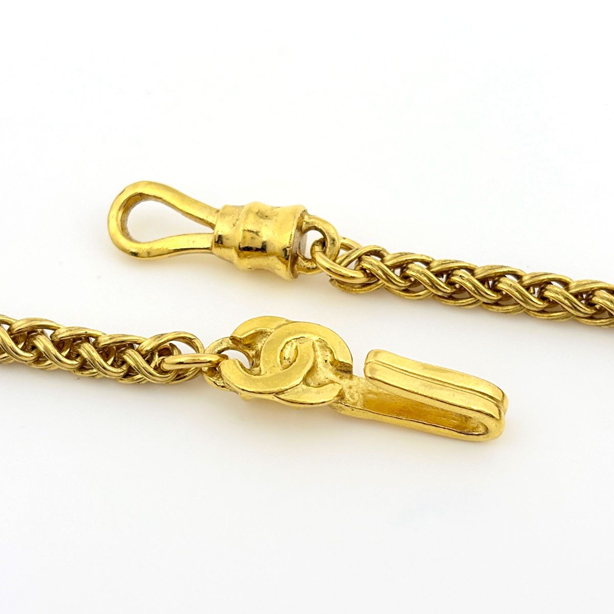 Chanel Necklace CC Logo Long Color Stone Gold Green — view 2