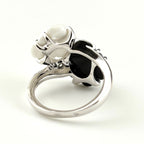Chanel Camellia Ring Onyx Chalcedony Melee Diamond Flower Motif — view 5