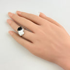 Chanel Camellia Ring Onyx Chalcedony Melee Diamond Flower Motif — view 7