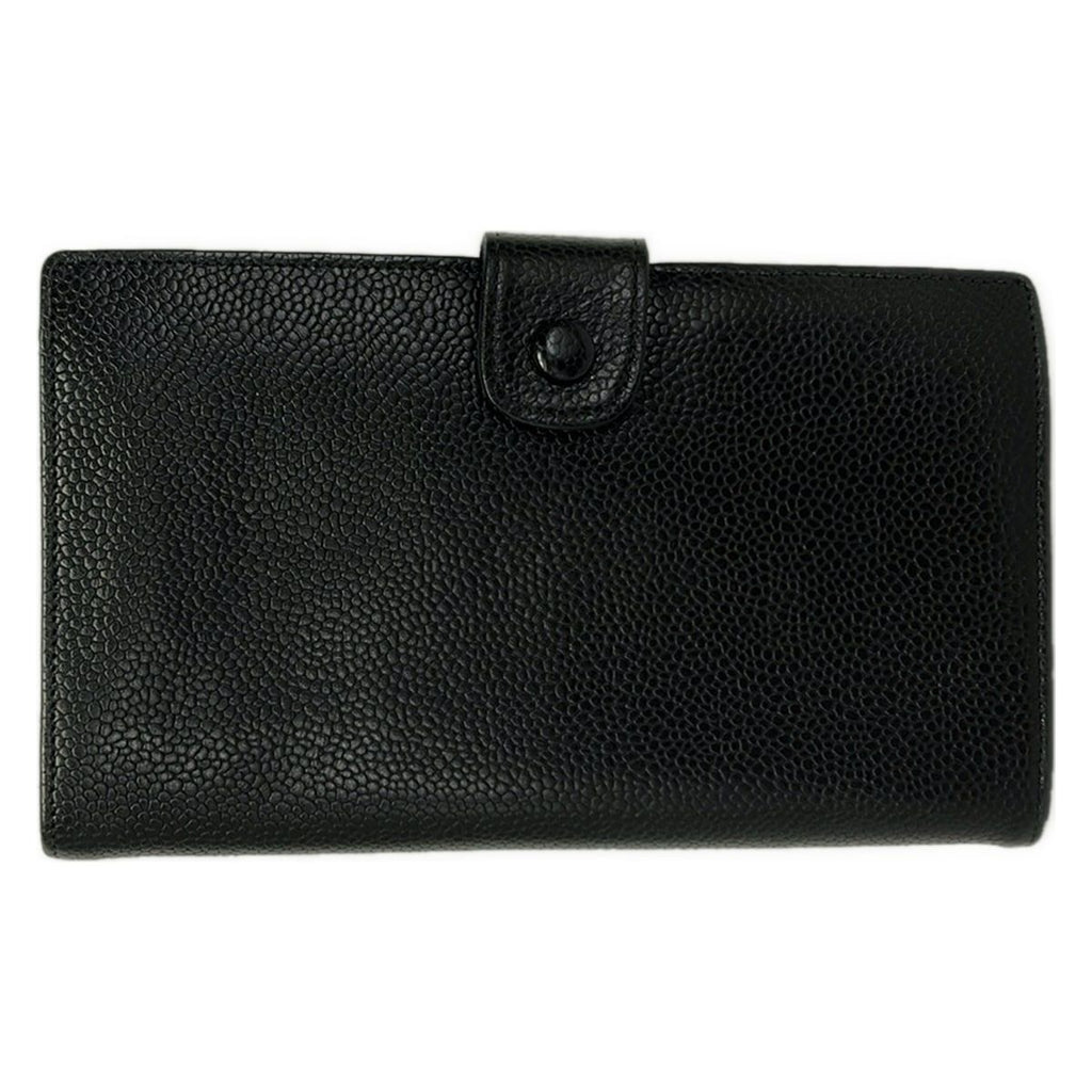 Chanel Wallet Black CC Logo Gold Kiss Lock