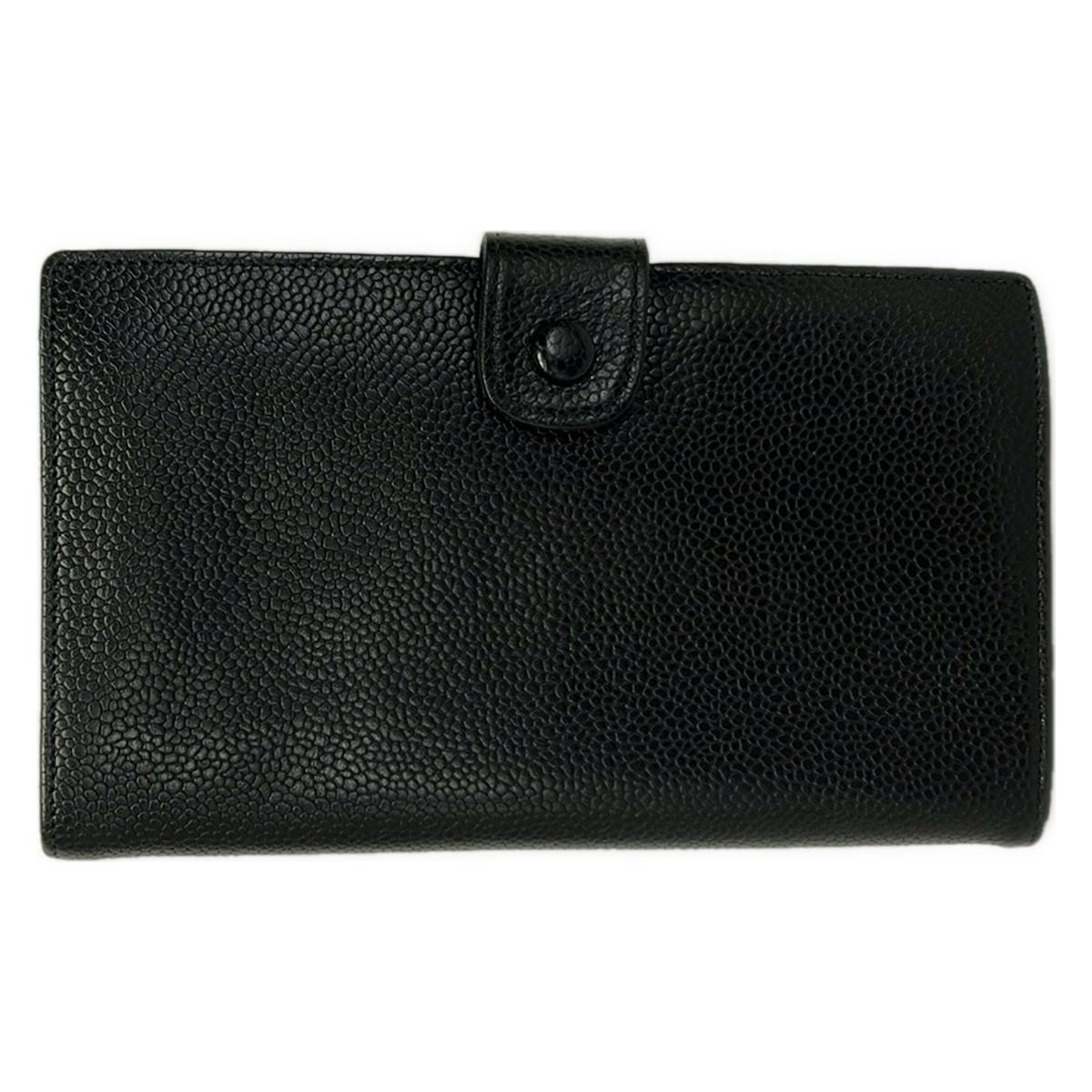 Chanel Wallet Black CC Logo Gold Kiss Lock