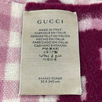 Gucci Shawl Light Pink Ivory Bordeaux Plaid GG Pattern Wool Scarf — view 4