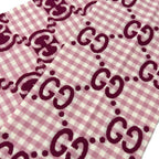 Gucci Shawl Light Pink Ivory Bordeaux Plaid GG Pattern Wool Scarf — view 5