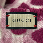 Gucci Shawl Light Pink Ivory Bordeaux Plaid GG Pattern Wool Scarf — view 2