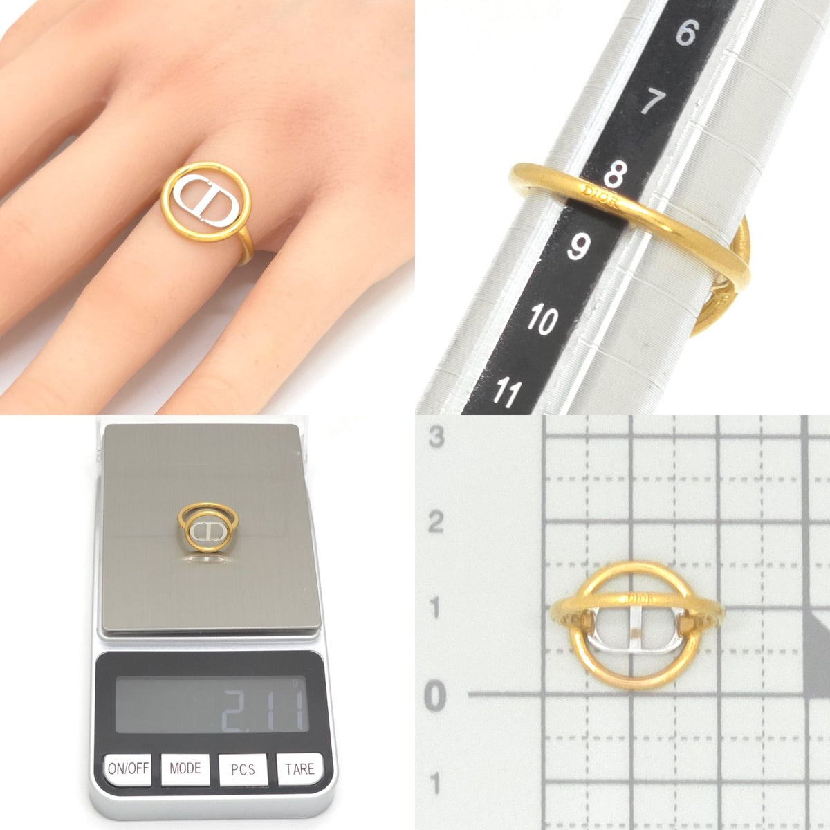 Dior 30 Montaigne Ring S Gold Silver Tone Metal Bicolor CD Signature — view 5