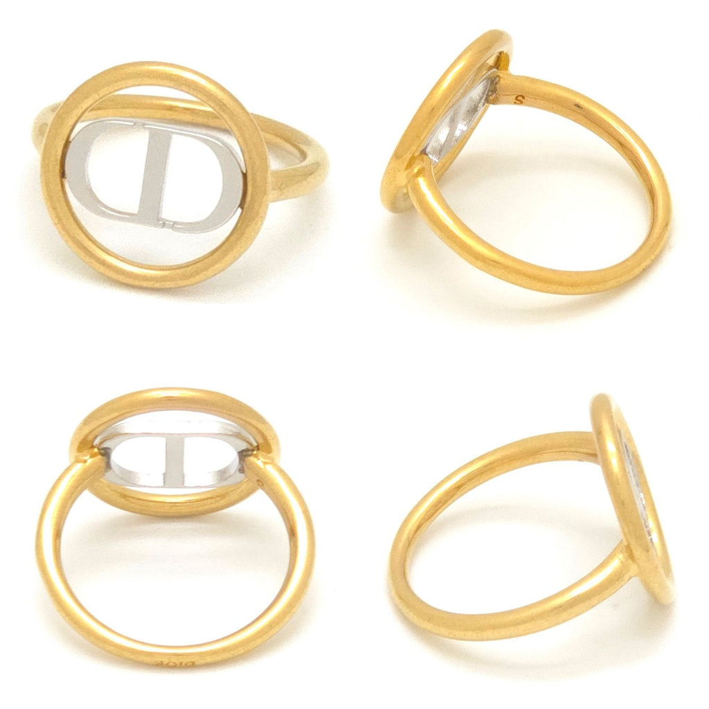 Dior 30 Montaigne Ring S Gold Silver Tone Metal Bicolor CD Signature — view 3
