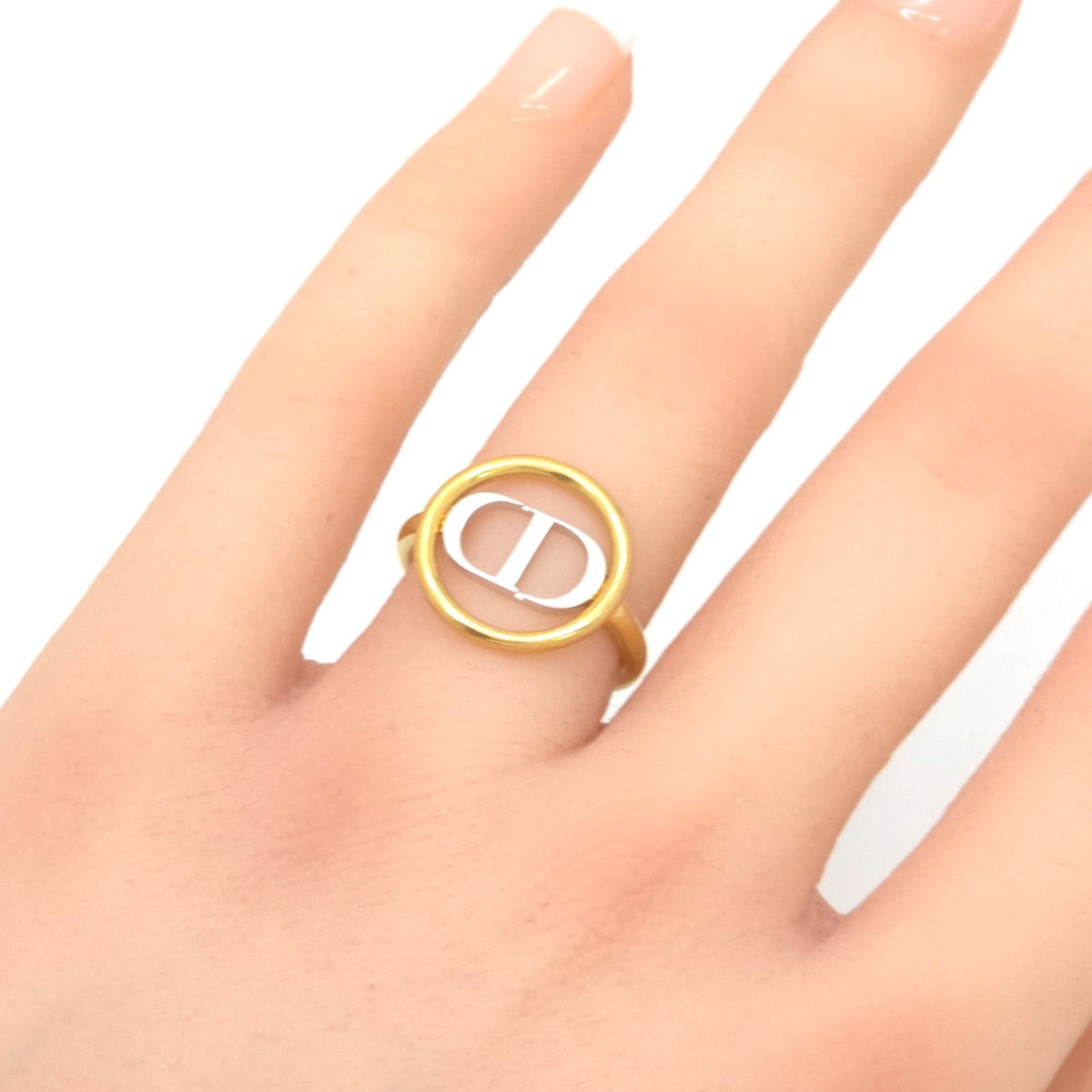 Dior 30 Montaigne Ring S Gold Silver Tone Metal Bicolor CD Signature