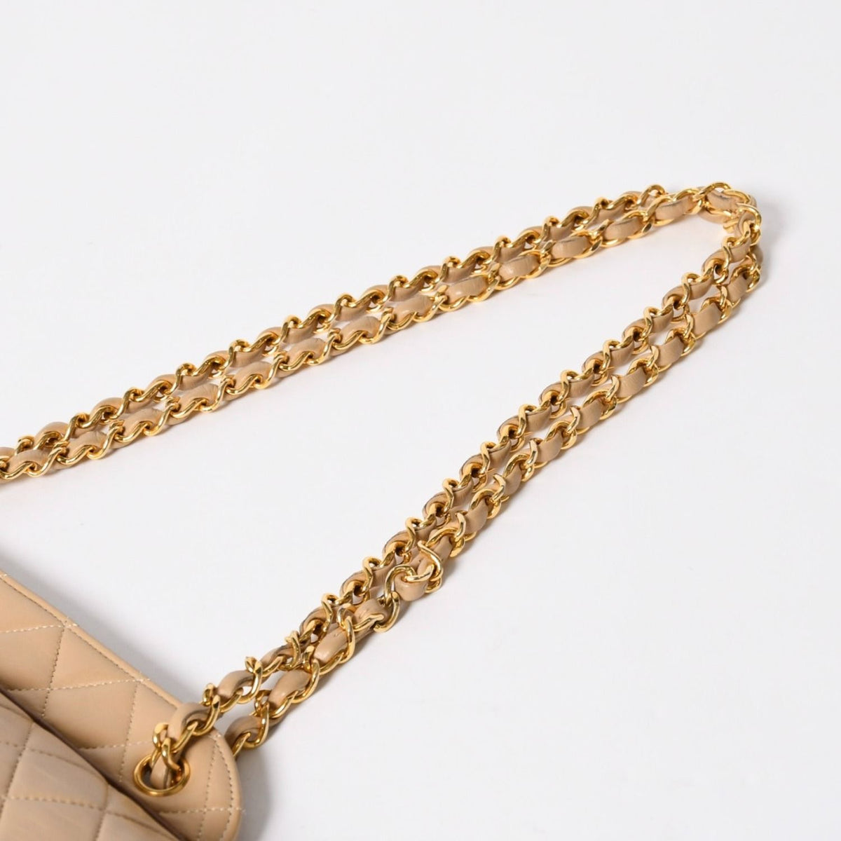 Chanel Quilted CC Logo Diana Flap Chain Shoulder Bag Beige Gold Lambskin — view 6