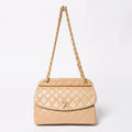 Chanel Quilted CC Logo Diana Flap Chain Shoulder Bag Beige Gold Lambskin