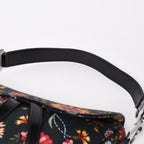 Dior Galliano Era Saddle Bag Canvas Leather Navy Black Multicolor Floral Pattern — view 8