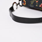 Dior Galliano Era Saddle Bag Canvas Leather Navy Black Multicolor Floral Pattern — view 7