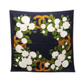 Chanel Scarf CC Logo Camellia Black Silk