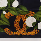 Chanel Scarf CC Logo Camellia Black Silk — view 5