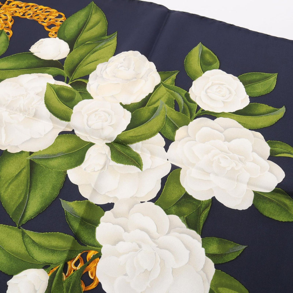 Chanel Scarf CC Logo Camellia Black Silk — view 4