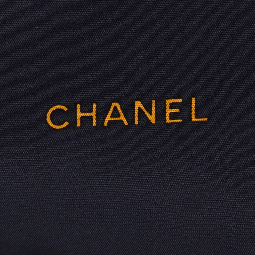 Chanel Scarf CC Logo Camellia Black Silk — view 2