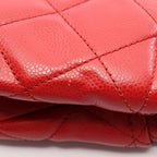 Chanel Tote Bag Quilted Red Caviar Leather CC Logo Chain — view 8