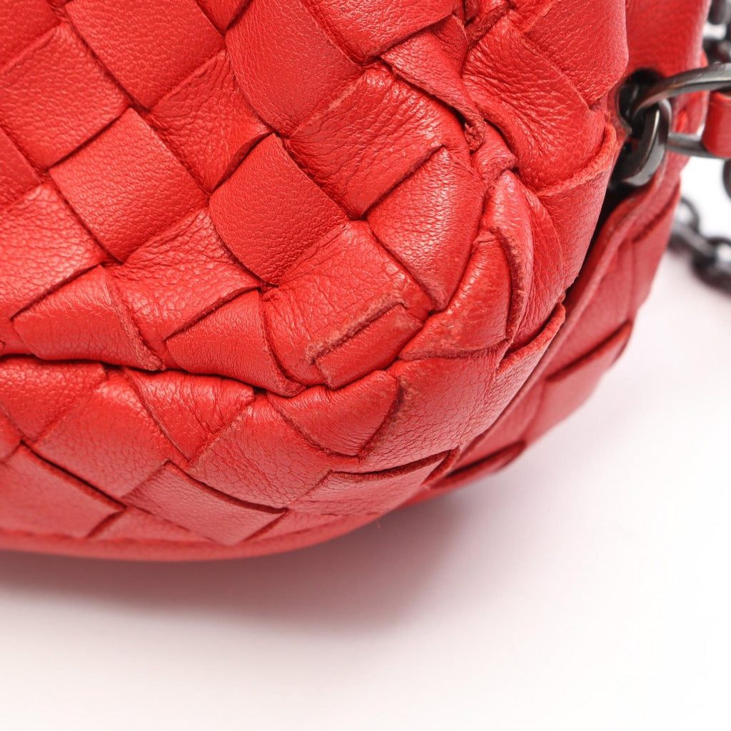 Bottega Veneta Shoulder Bag Intrecciato Red Leather Mini Chain — view 8
