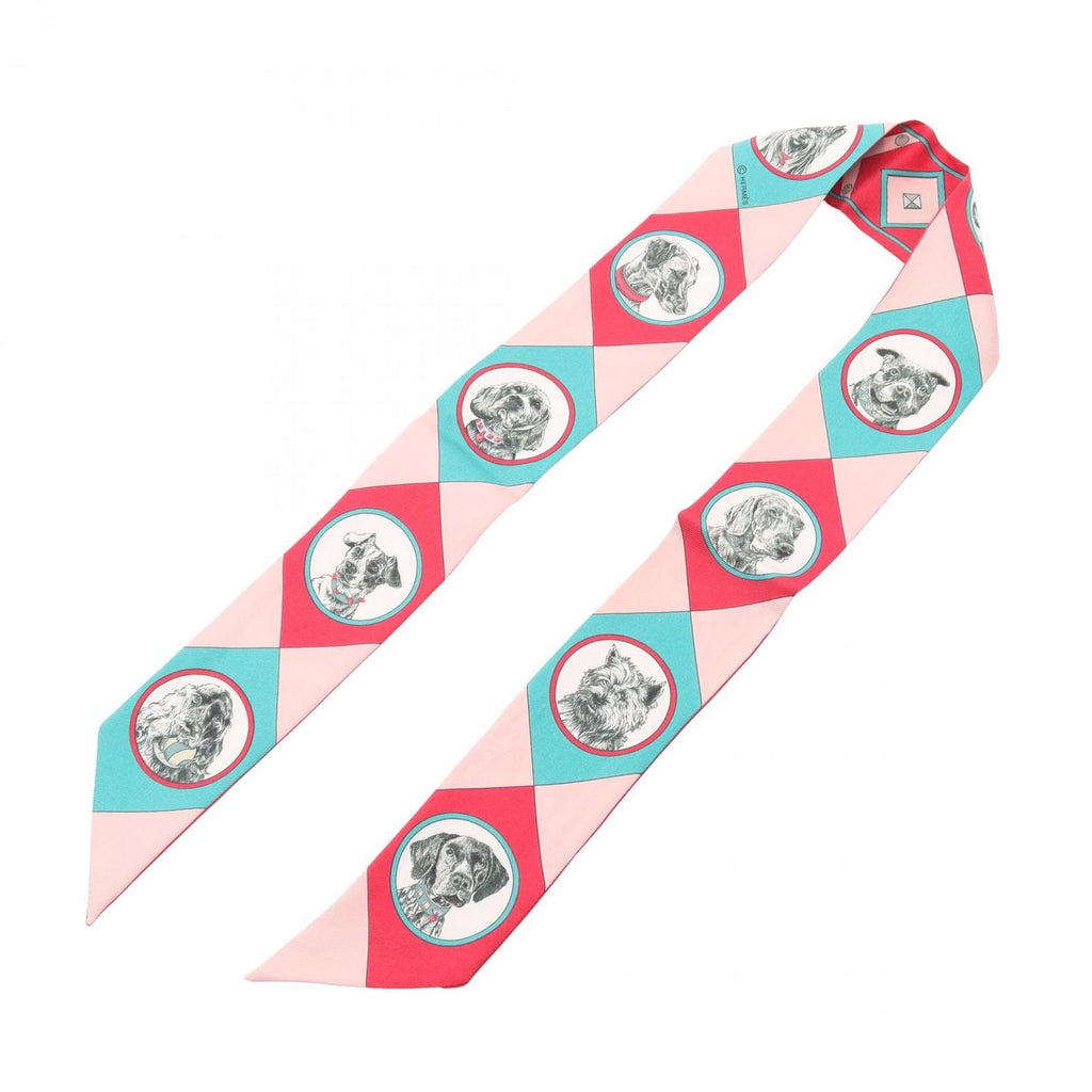 Hermes Scarf Twilly Colliers Et Chiens Ribbon Silk — view 3