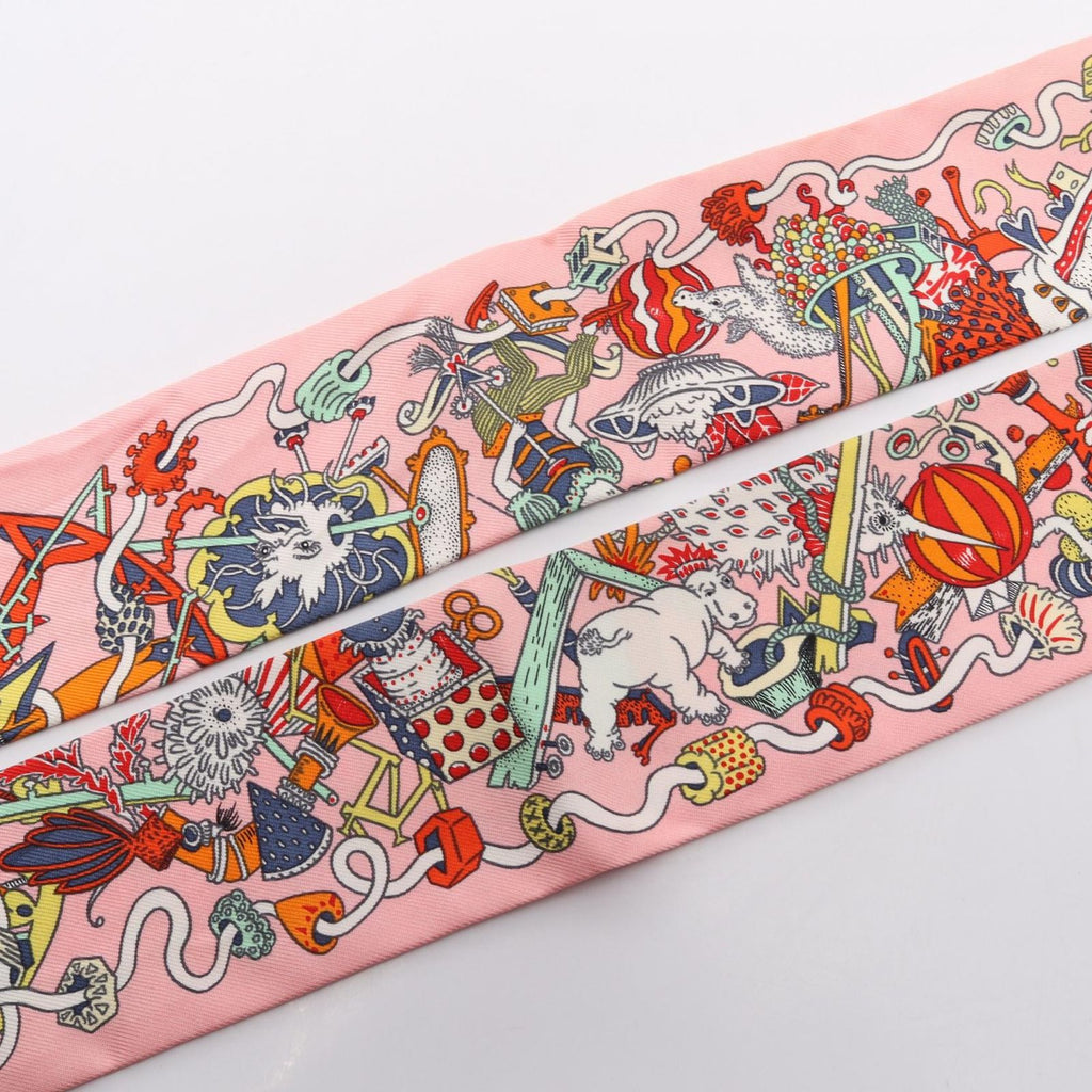 Hermes Scarf Twilly la Folle Parade Ribbon Silk — view 8