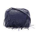 Bottega Veneta Shoulder Bag Intrecciato Navy Leather Edge