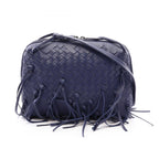 Bottega Veneta Shoulder Bag Intrecciato Navy Leather Edge