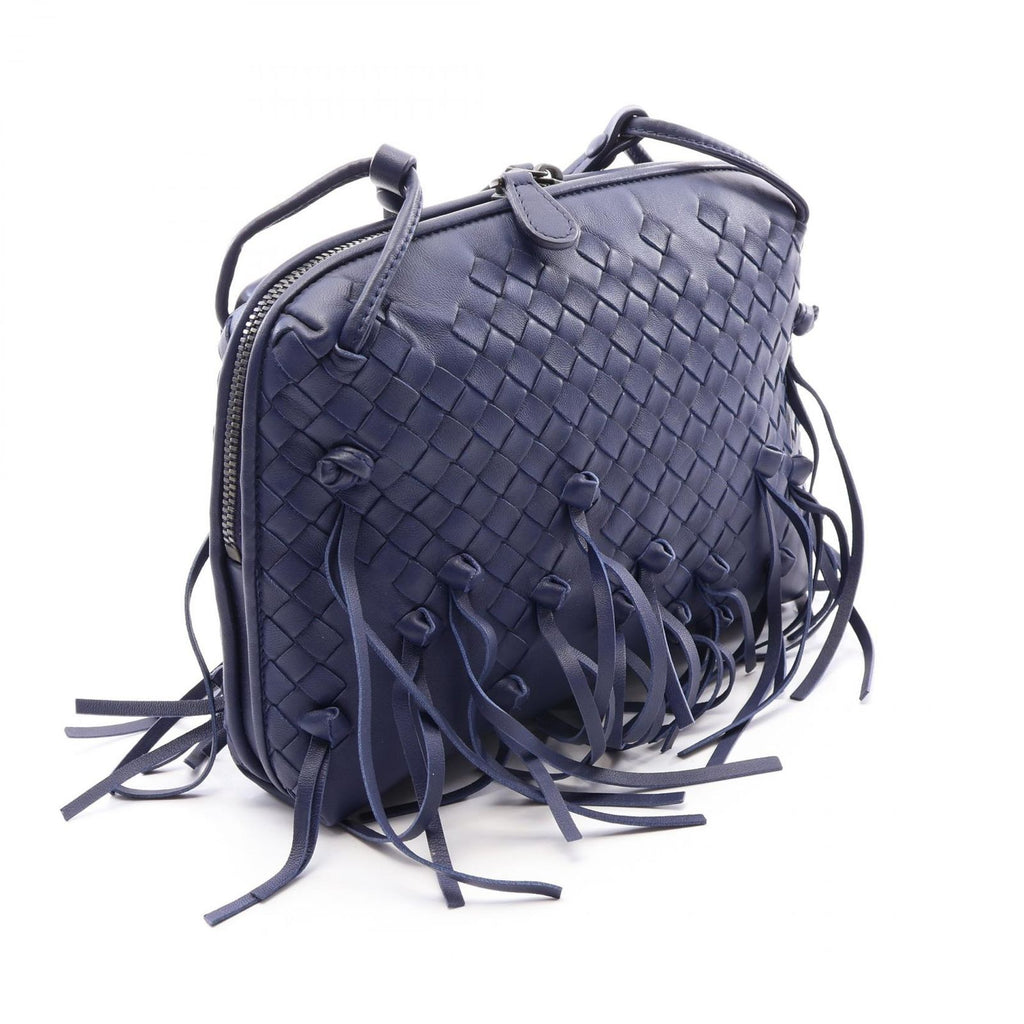Bottega Veneta Shoulder Bag Intrecciato Navy Leather Edge — view 2
