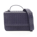 Bottega Veneta Intrecciato 2-Way Navy Leather Shoulder Bag