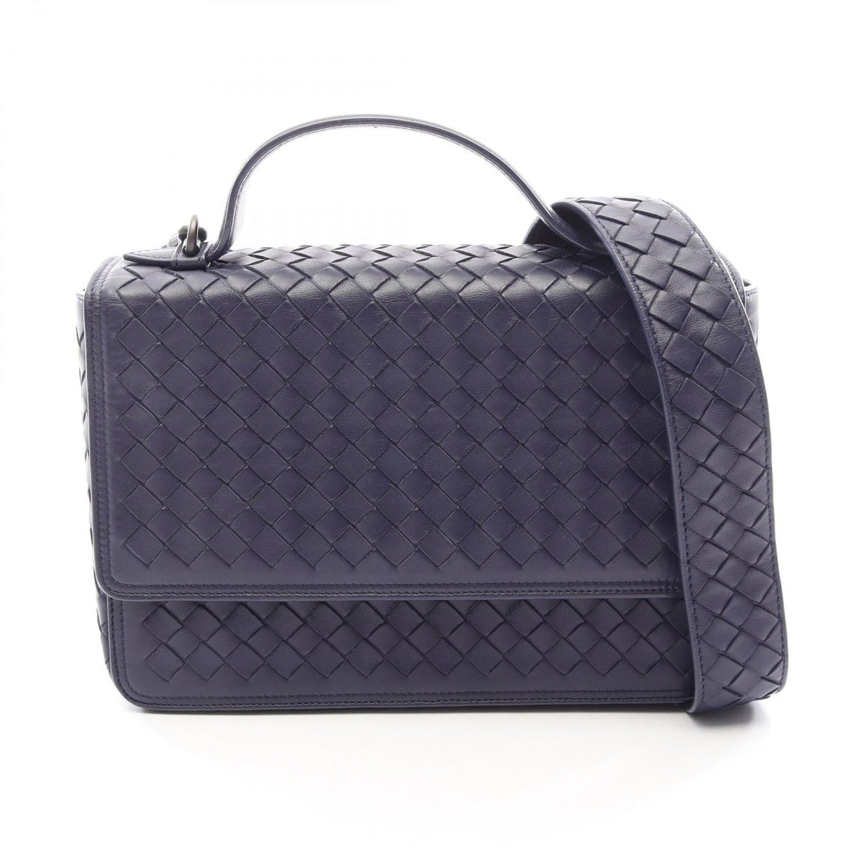 Bottega Veneta Intrecciato 2-Way Navy Leather Shoulder Bag