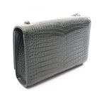 Saint Laurent Paris Shoulder Bag Kate Small Croco Embossed Dark Green Leather — view 2