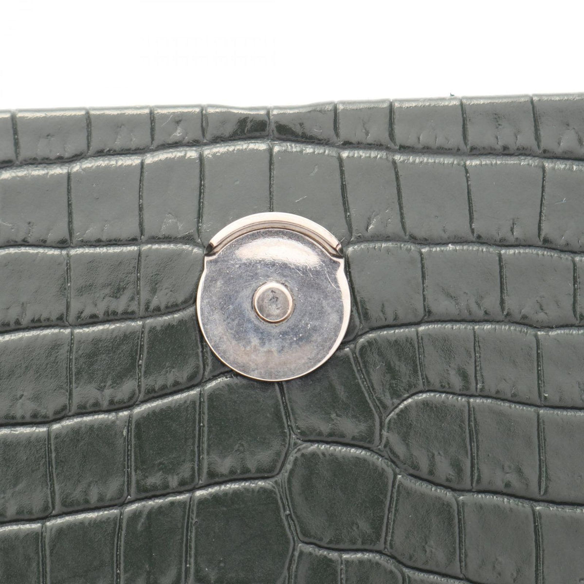 Saint Laurent Paris Shoulder Bag Kate Small Croco Embossed Dark Green Leather — view 6