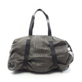 Bottega Veneta Boston Bag Intrecciato Dark Brown Navy Leather