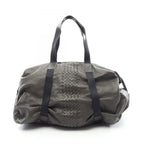 Bottega Veneta Boston Bag Intrecciato Dark Brown Navy Leather