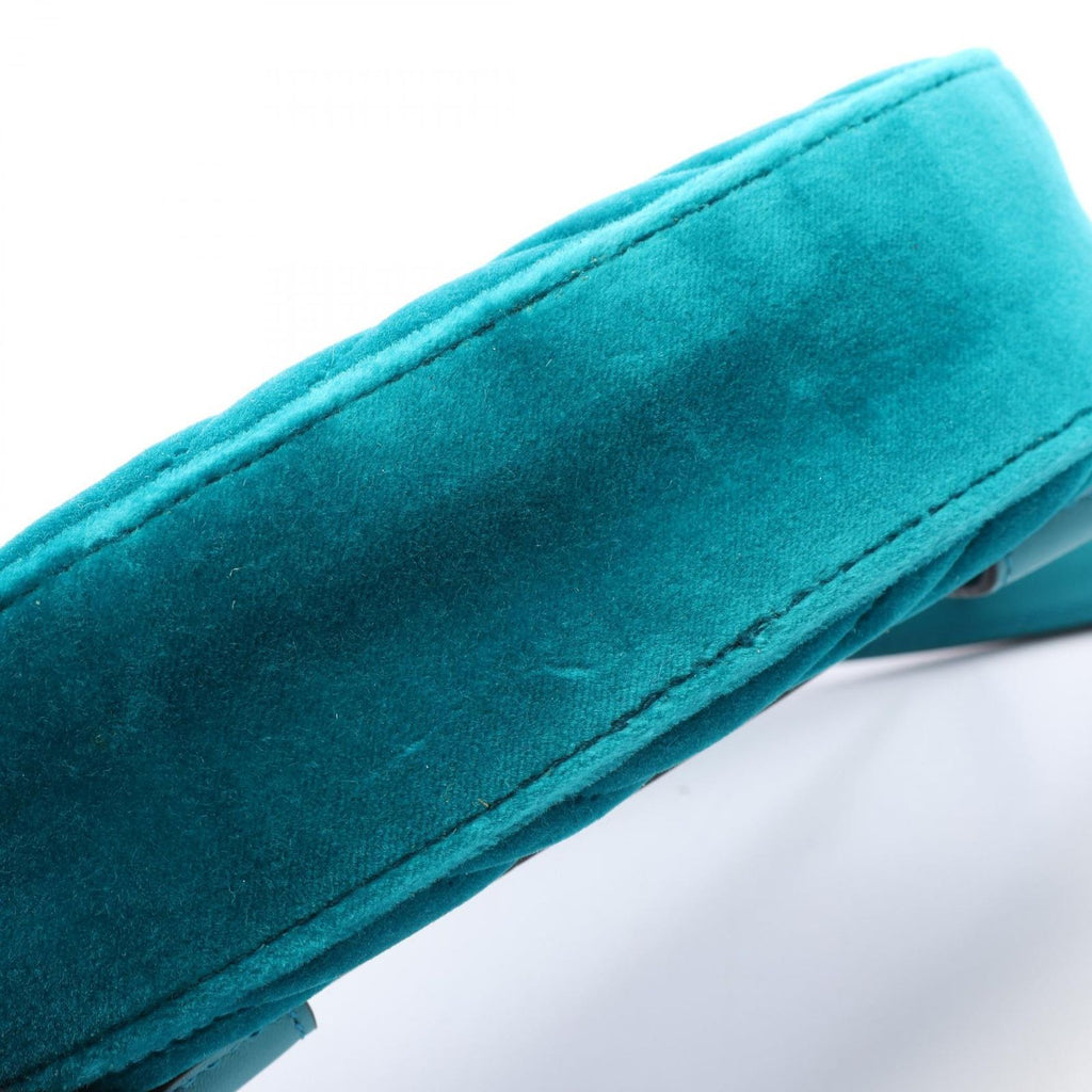 Gucci Waist Bag GG Marmont Turquoise Blue Fabric Leather Matelasse — view 7