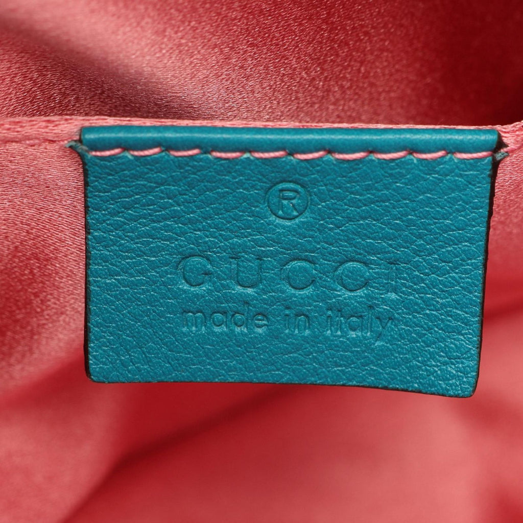 Gucci Waist Bag GG Marmont Turquoise Blue Fabric Leather Matelasse — view 4
