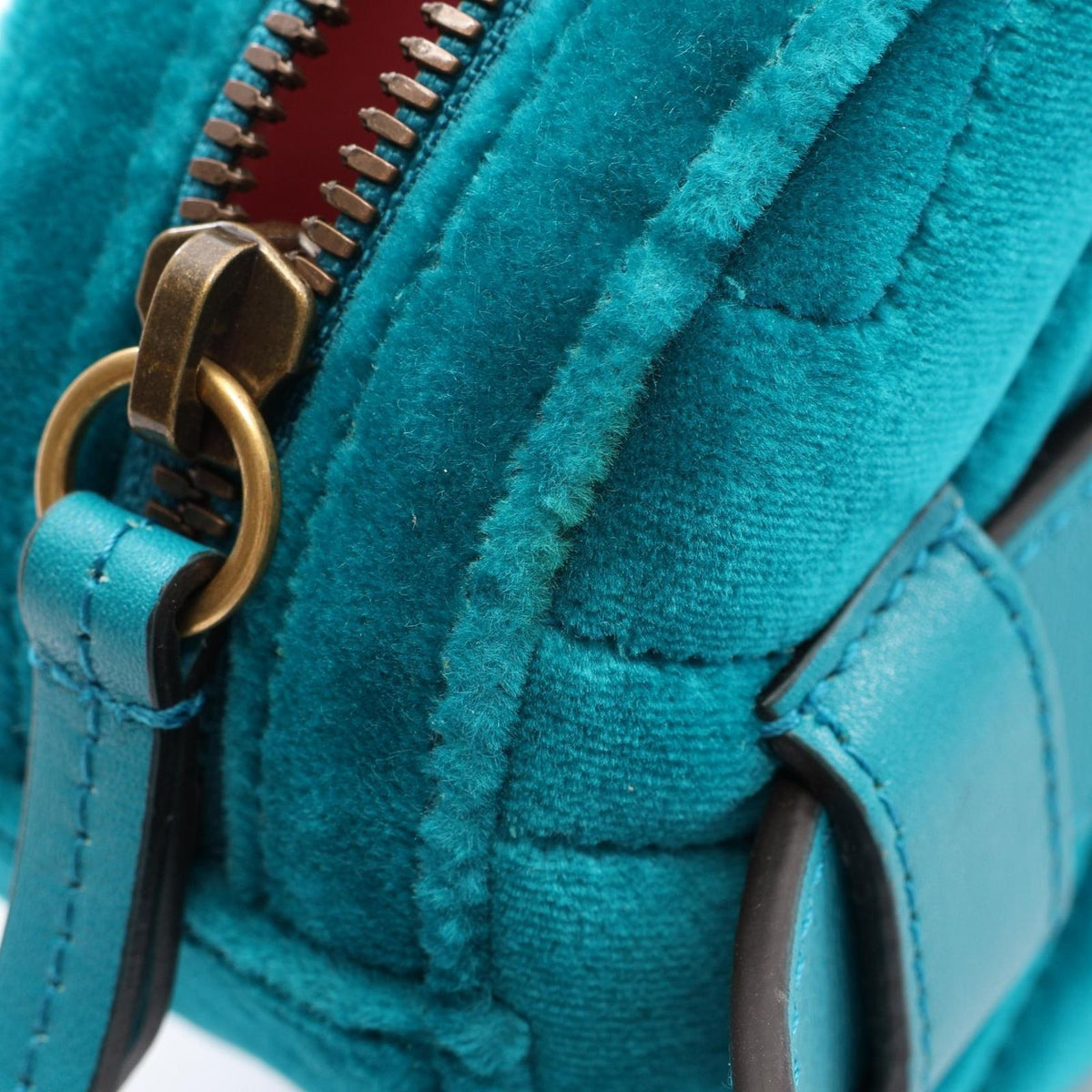 Gucci Waist Bag GG Marmont Turquoise Blue Fabric Leather Matelasse — view 5